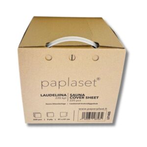 Valkoinen kertakäyttöinen laudeliina-arkki kätevässä kartonkirasiassa