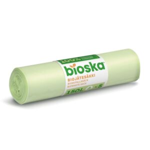 Vihreä biohajoava jätepussi rullalla