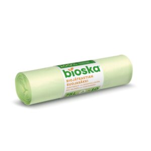 Vihreä biohajoava jätepussi rullalla