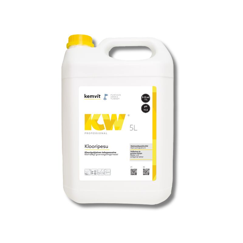 Väritön neste valkoisessa muovikanisterissa