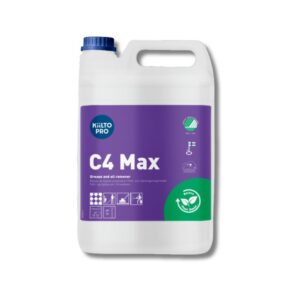 Rasvaa liottava pesuaine ammattikäyttöön. Hajusteeton neste valkoisessa muovikanisterissa.